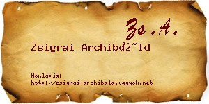 Zsigrai Archibáld névjegykártya